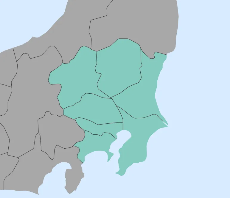 対応エリアの地図（関東全域）